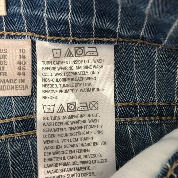 Logo by Lori Goldstein Jeans Womens Size 10 Blue Striped Denim Mid Rise Flare - Picture 10 of 15